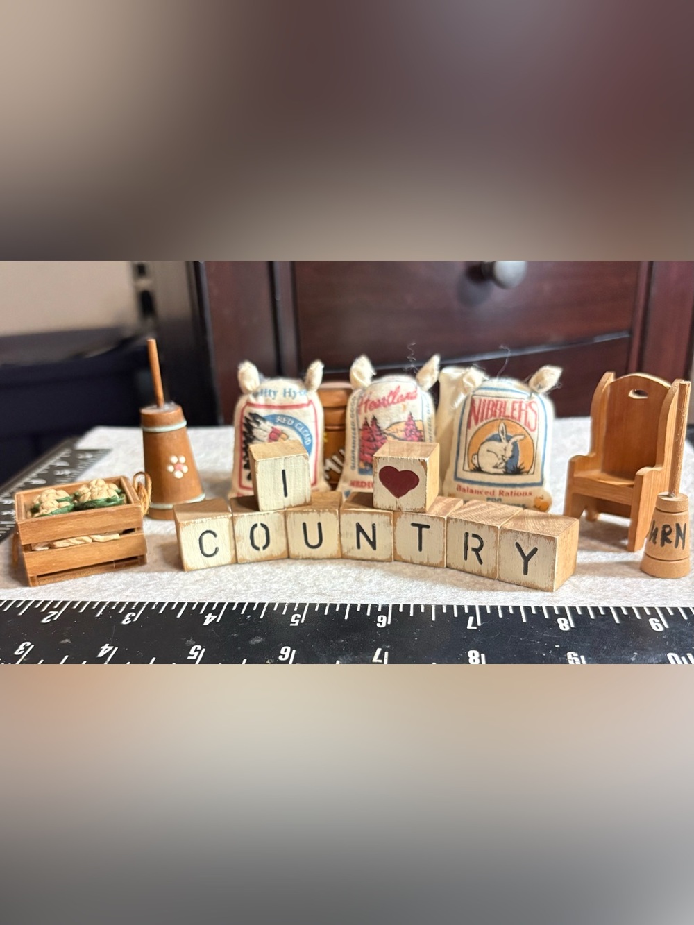 I ❤️ Country Wooden Block Set - Neutral
